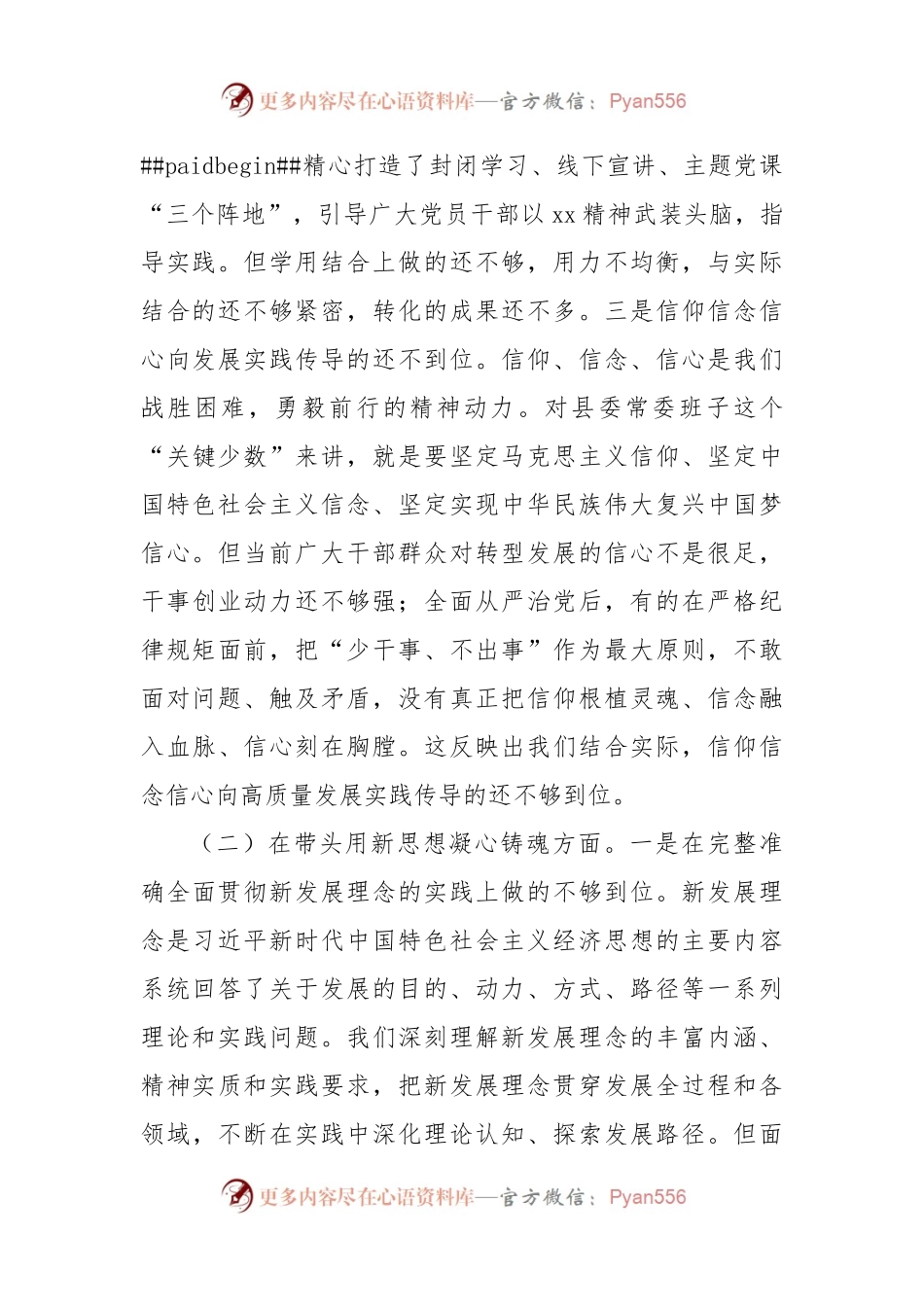县委常委班子2022年度民主生活会 “六个带头”对照检查材料.docx_第2页
