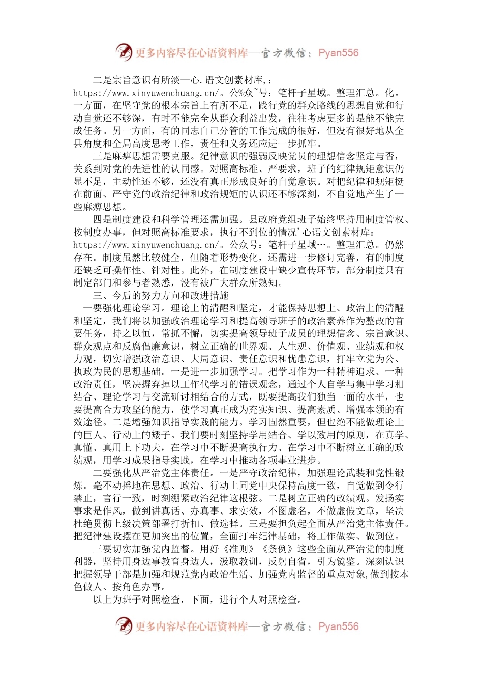 县政府党组班子警示教育专题民主生活会对照检查材料（2300字）.docx_第2页
