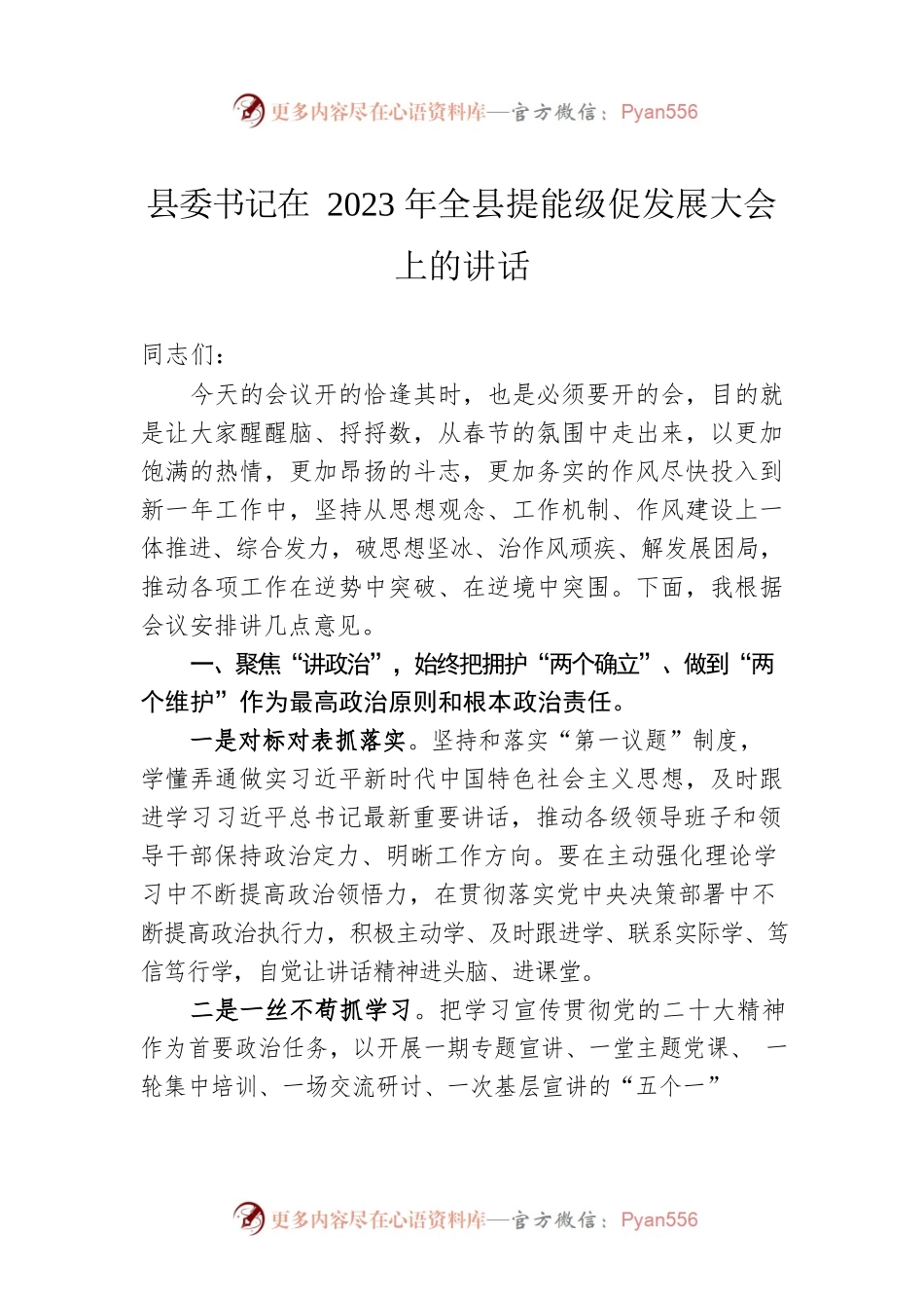 县委书记在2023年全县提能级促发展大会上的讲话.docx_第1页
