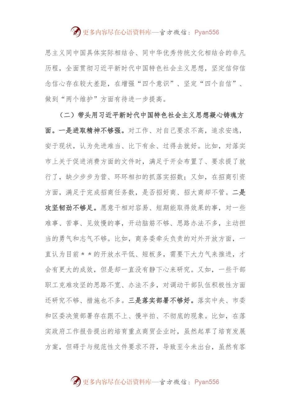 商务局主要领导2022年民主生活会个人对照检查材料.docx_第2页