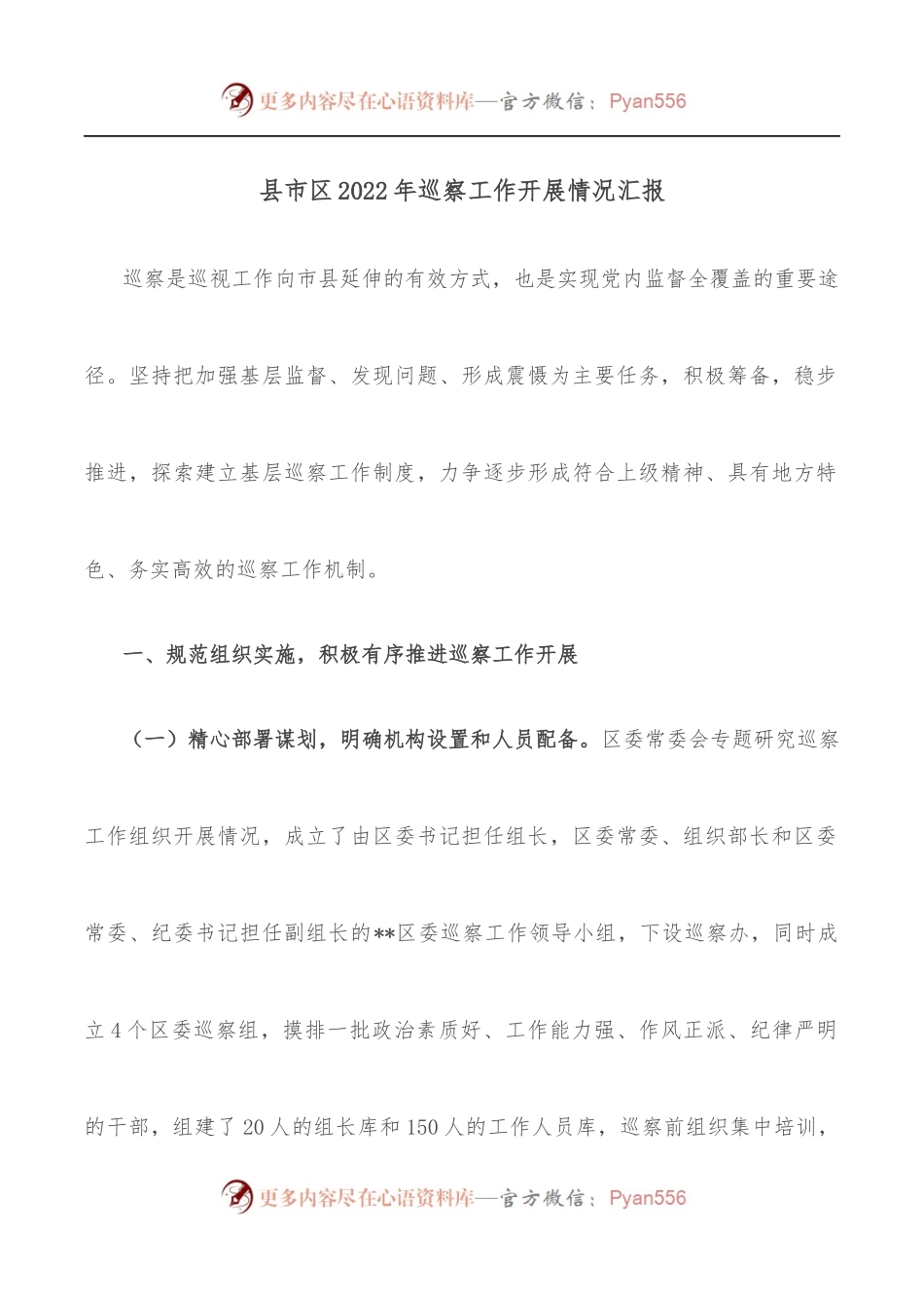 县市区2022年巡察工作开展情况汇报[2].docx_第1页