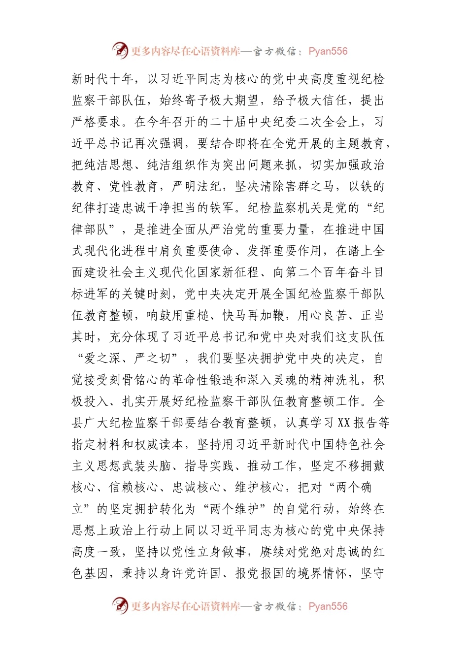 县纪委书记关于纪检监察干部队伍教育整顿的研讨发言材料.docx_第2页