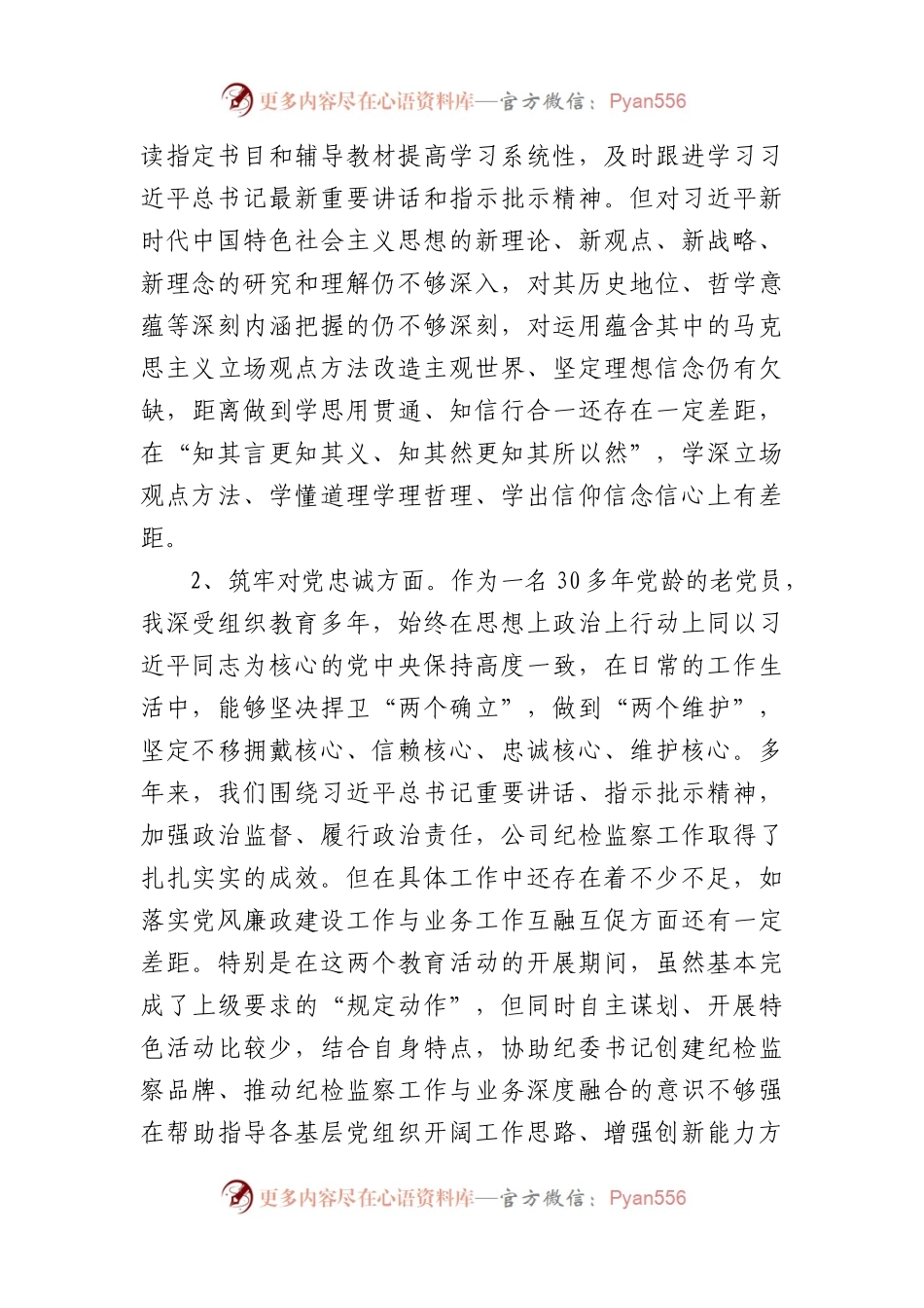 国企纪委副书记主题教育暨教育整顿专题组织生活会对照发言材料.docx_第2页
