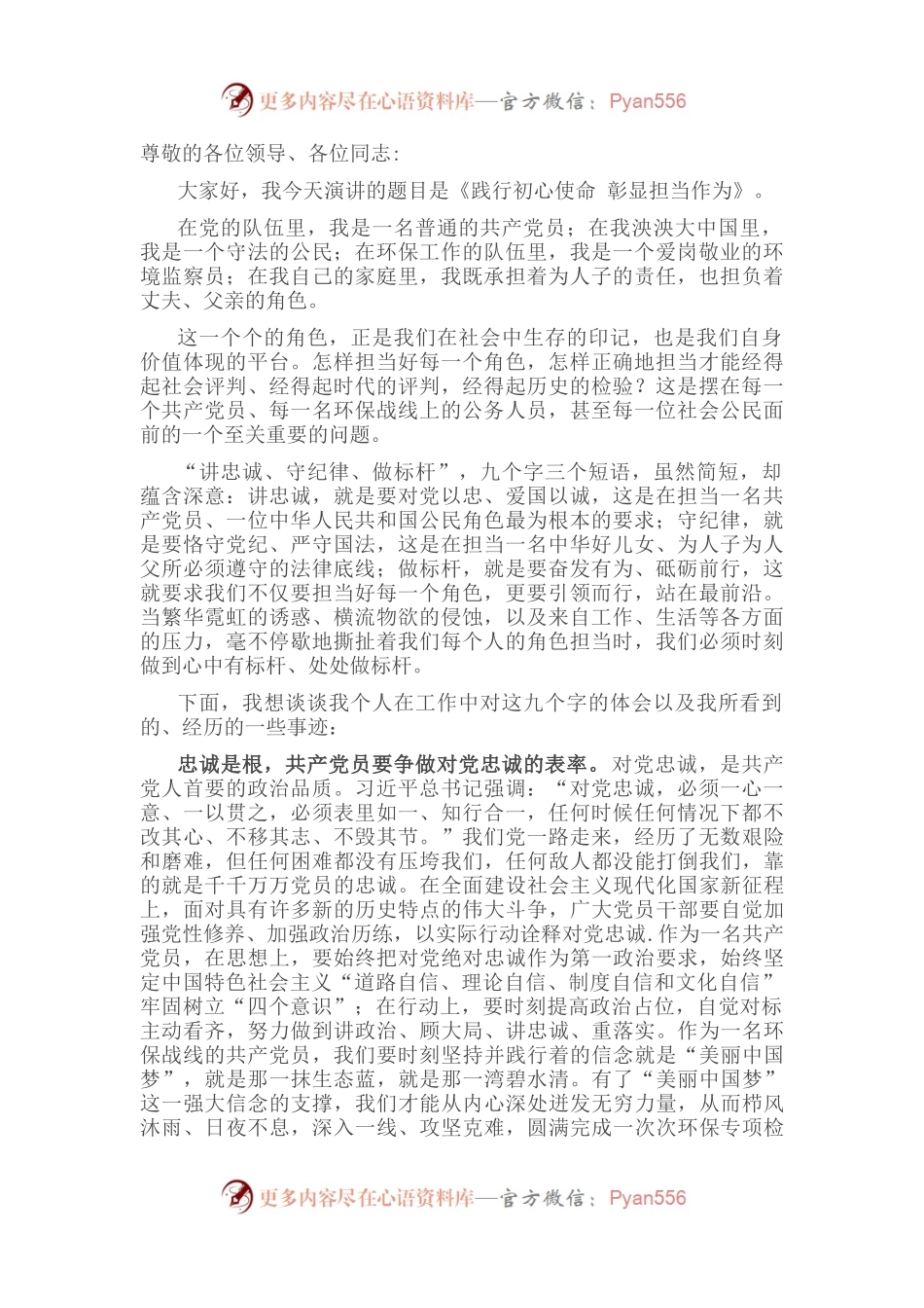 喜迎二十大演讲稿：践行初心使命 彰显担当作为.docx_第1页