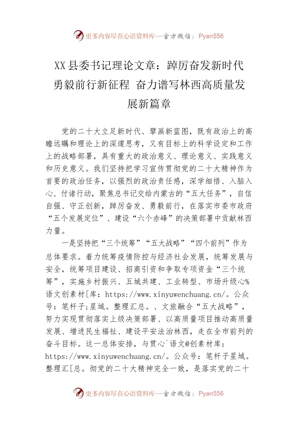 县委书记理论文章：踔厉奋发新时代 勇毅前行新征程 奋力谱写林西高质量发展新篇章（20221210）.docx_第1页