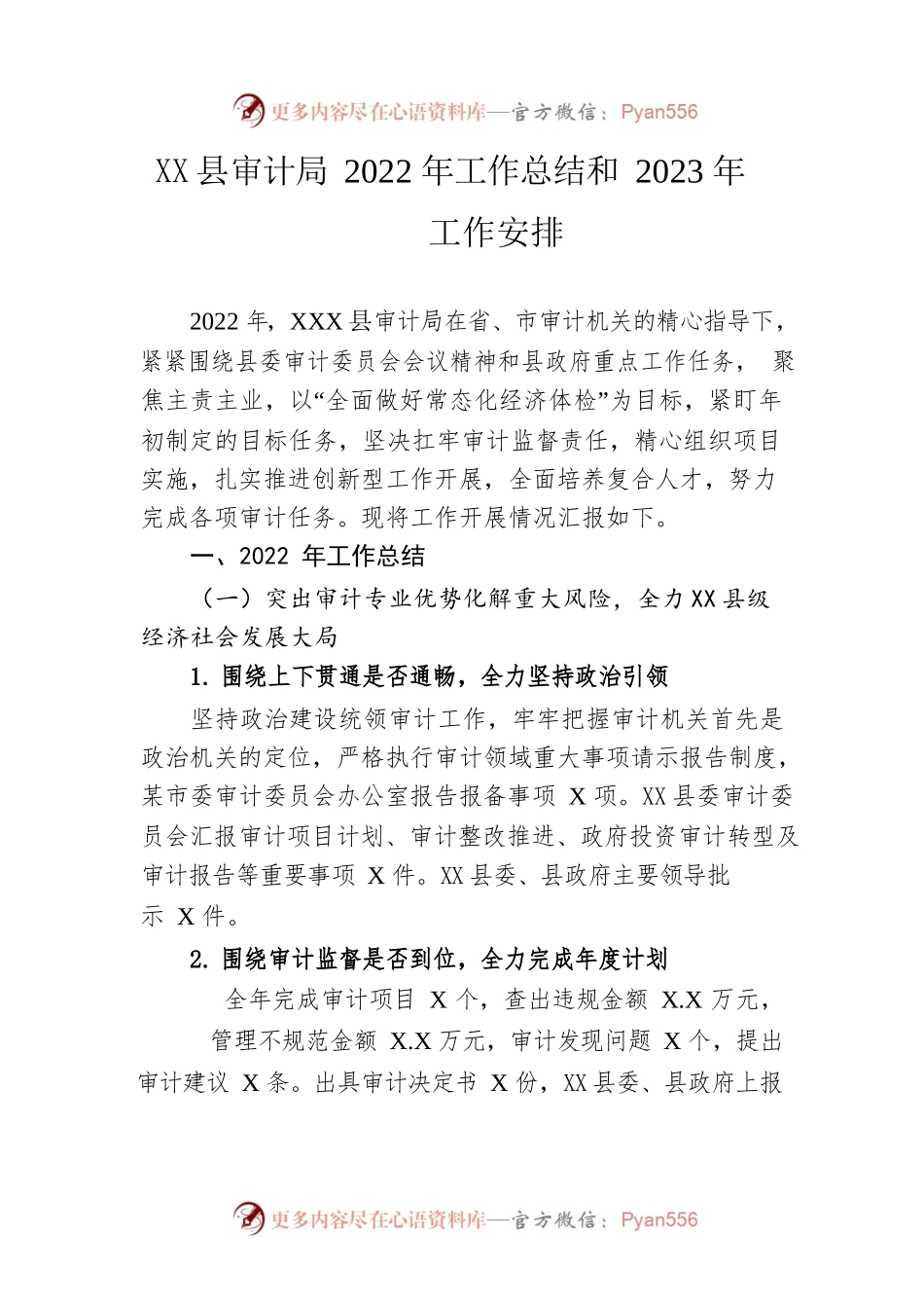 县审计局2022年工作总结和2023年工作安排.docx_第1页