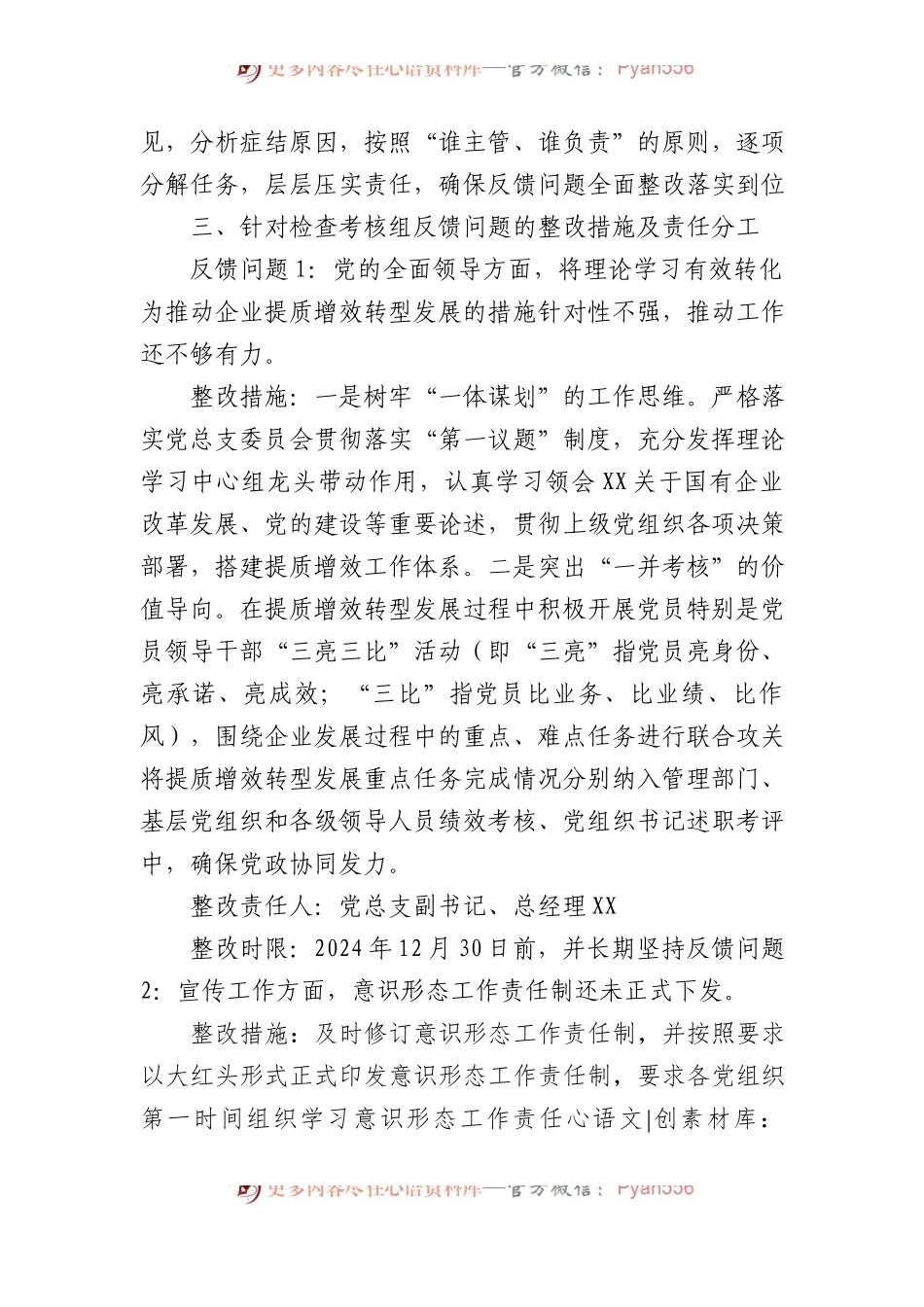 国企公司党总支关于落实2023年全面从严治党（党建）责任情况检查考核反馈意见的整改方案.docx_第2页
