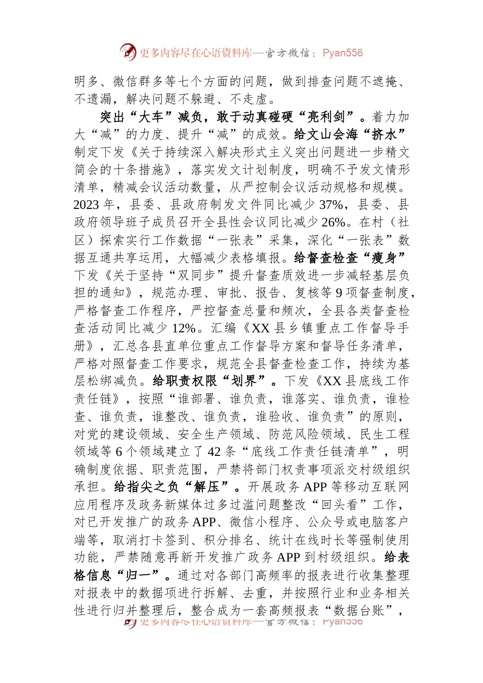 在2024年市级层面整治形式主义为基层减负专项工作机制会议上的汇报发言.docx_第2页