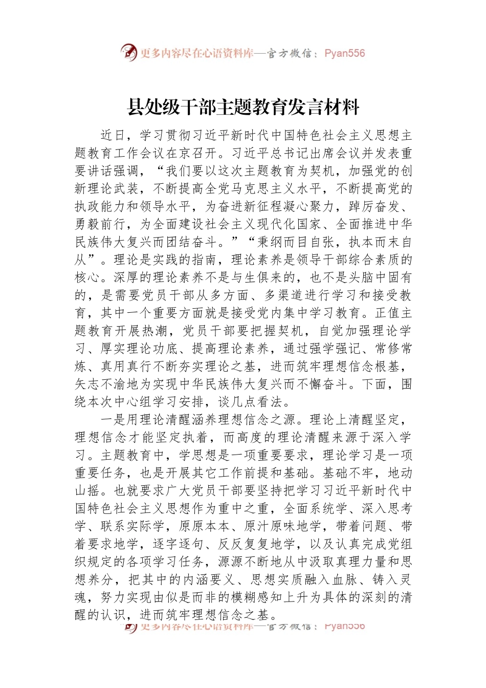 县处级干部主题教育发言材料.docx_第1页