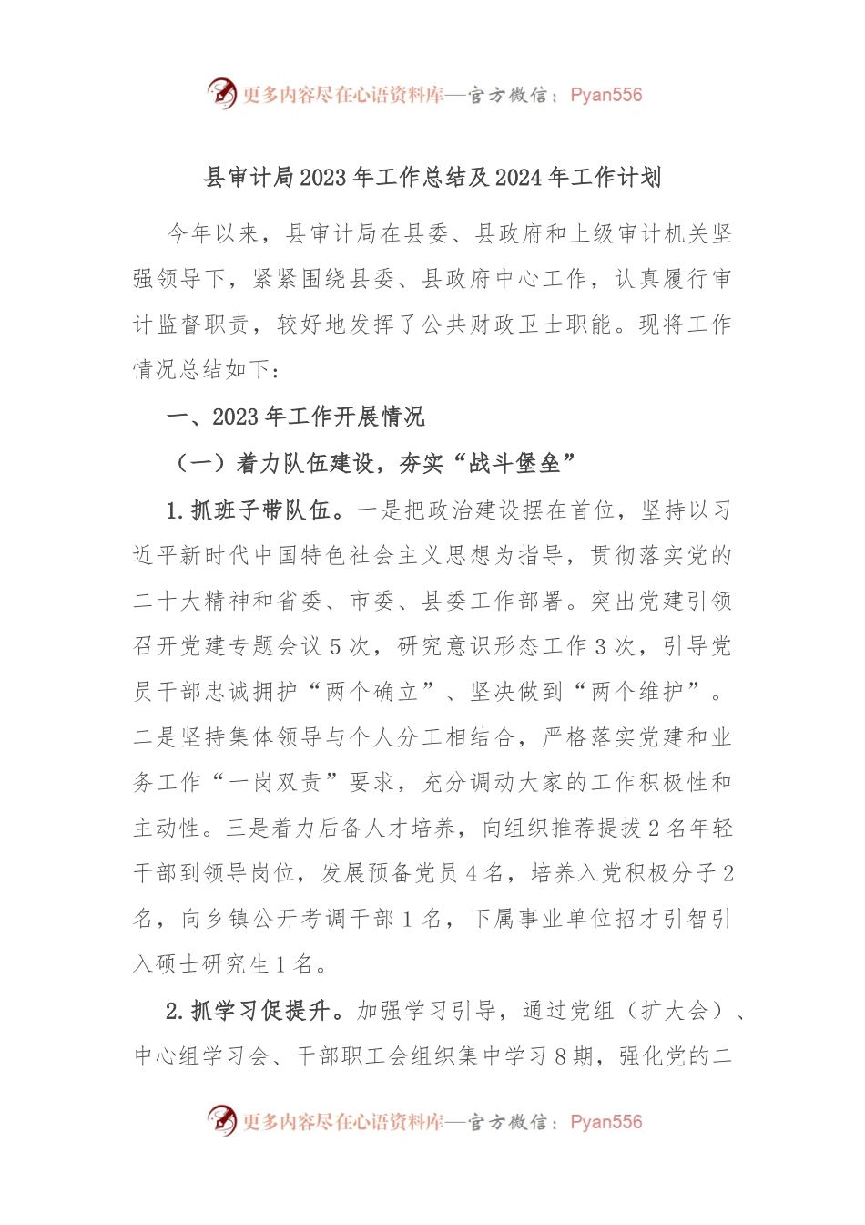 县审计局2023年工作总结及2024年工作计划.docx_第1页