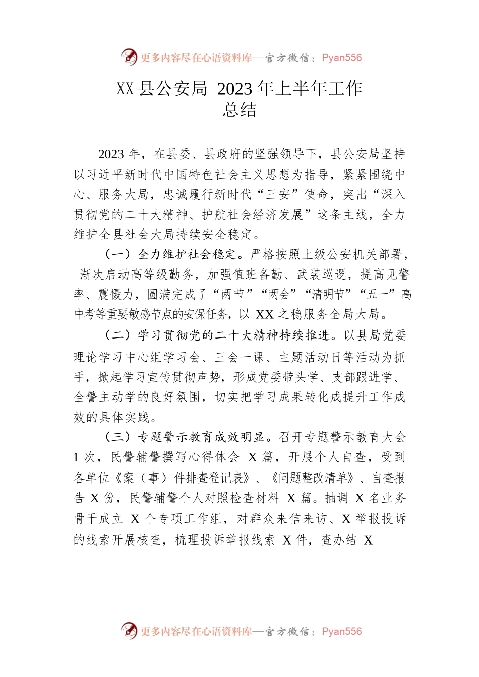县公安局2023年上半年工作总结(20230627).docx_第1页