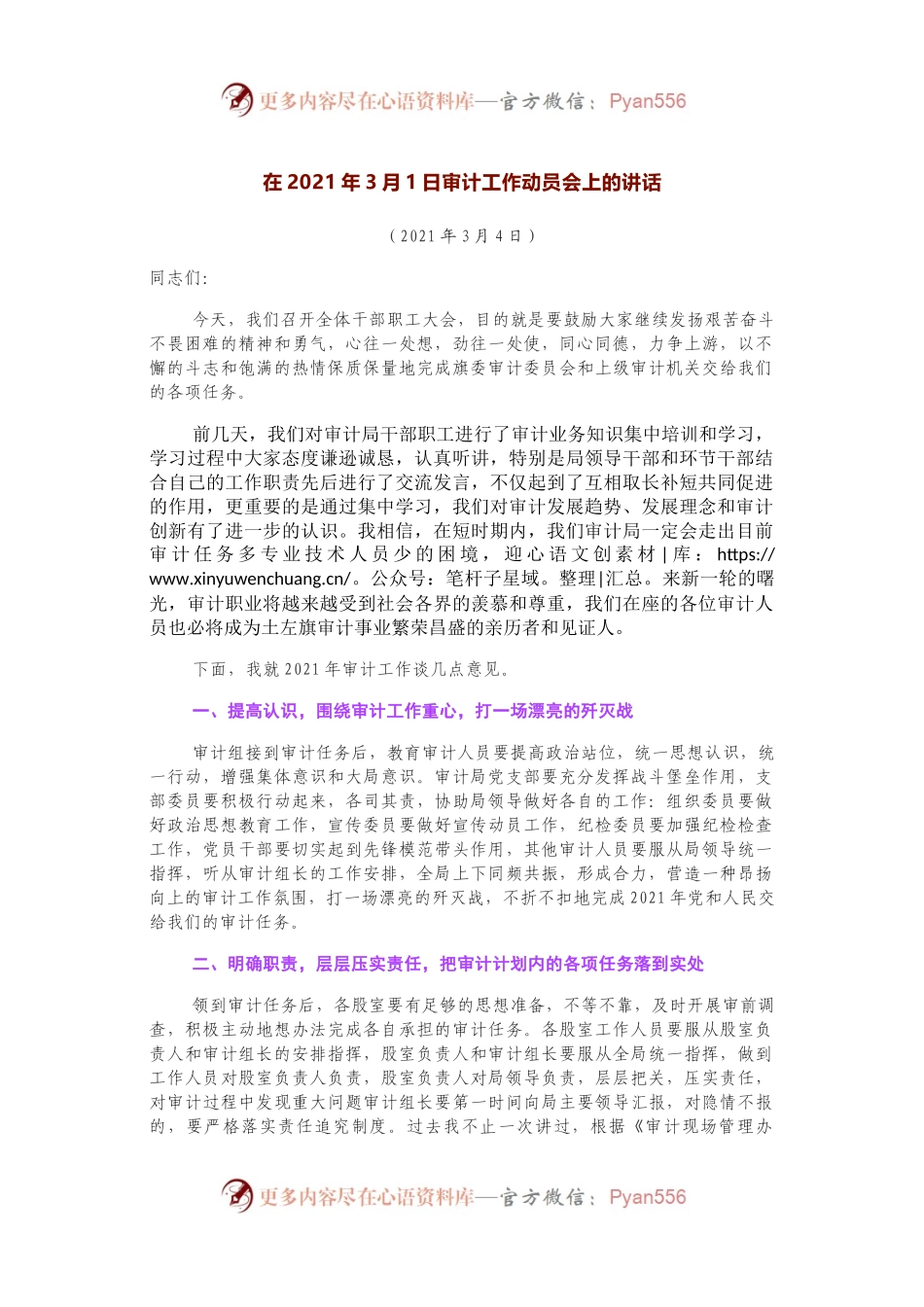 在2021年3月1日审计工作动员会上的讲话.docx_第1页