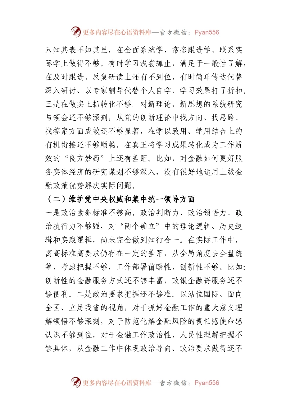 国企金融和银行系统干部2023年度专题民主生活会个人发言提纲（践行宗旨等6个方面+意识形态+安全生产+反面典型案例.docx_第2页