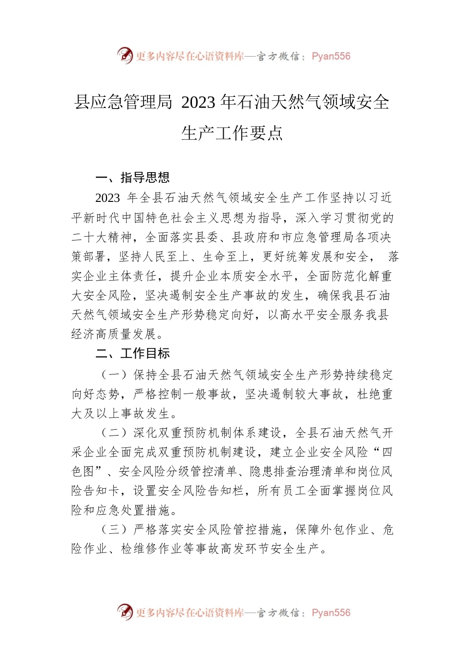 县应急管理局2023年石油天然气领域安全生产工作要点（20230324）.docx_第1页
