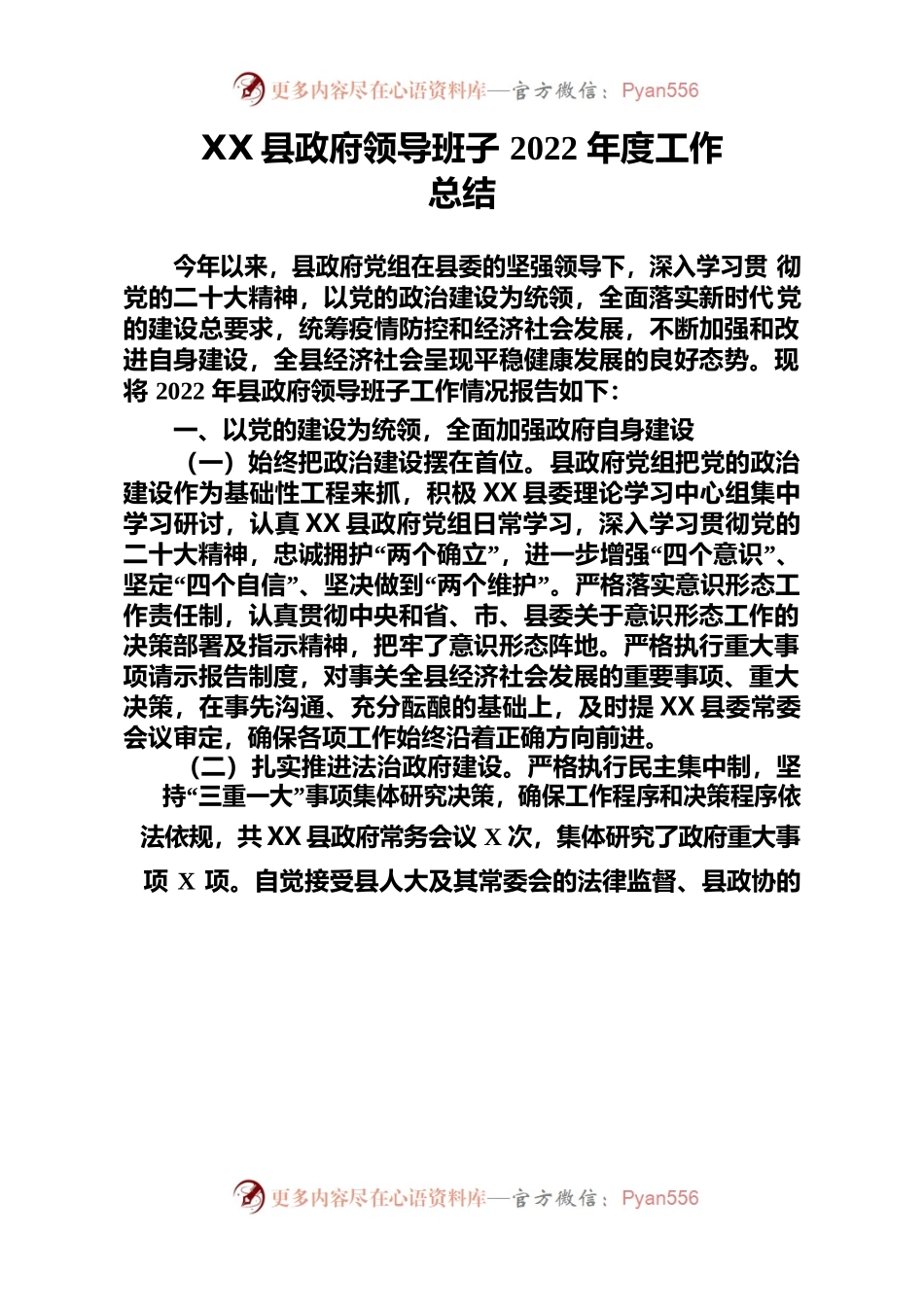 县政府领导班子2022年度工作总结.docx_第1页