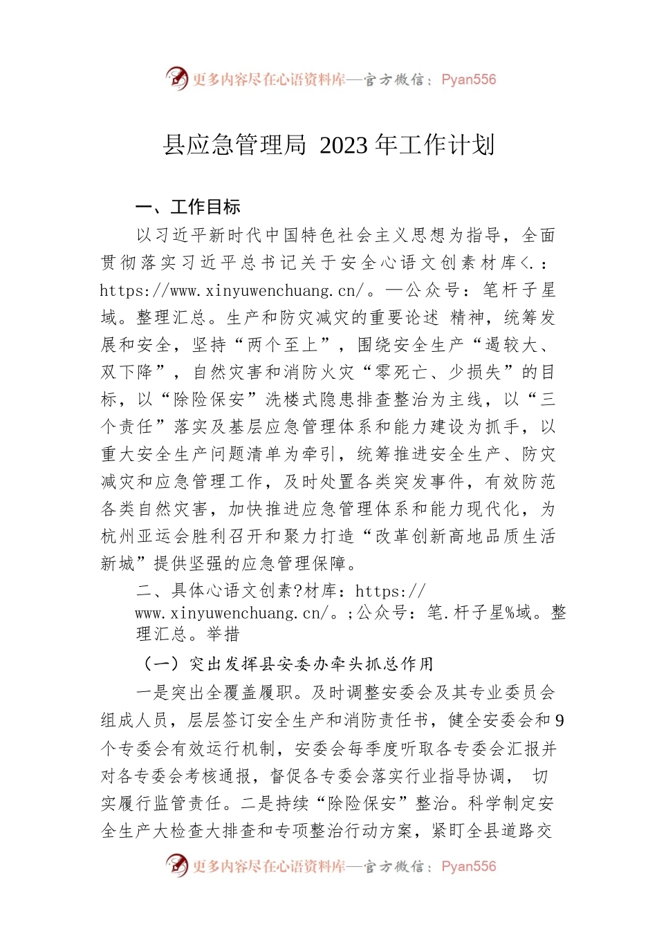 县应急管理局2023年工作计划.docx_第1页