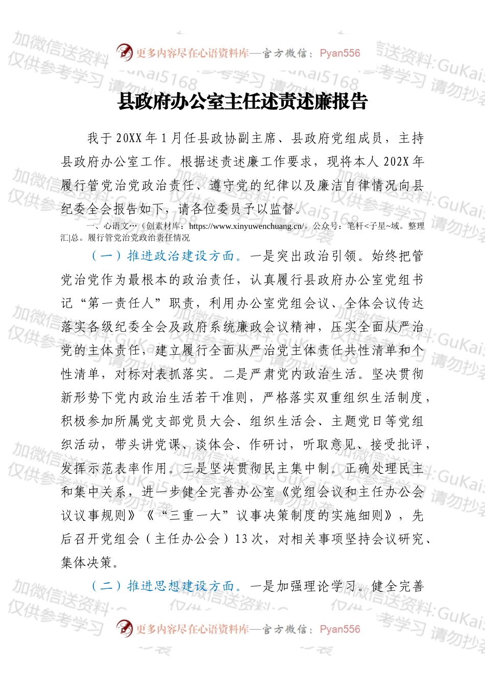 县政府办公室主任述责述廉报告.docx_第1页