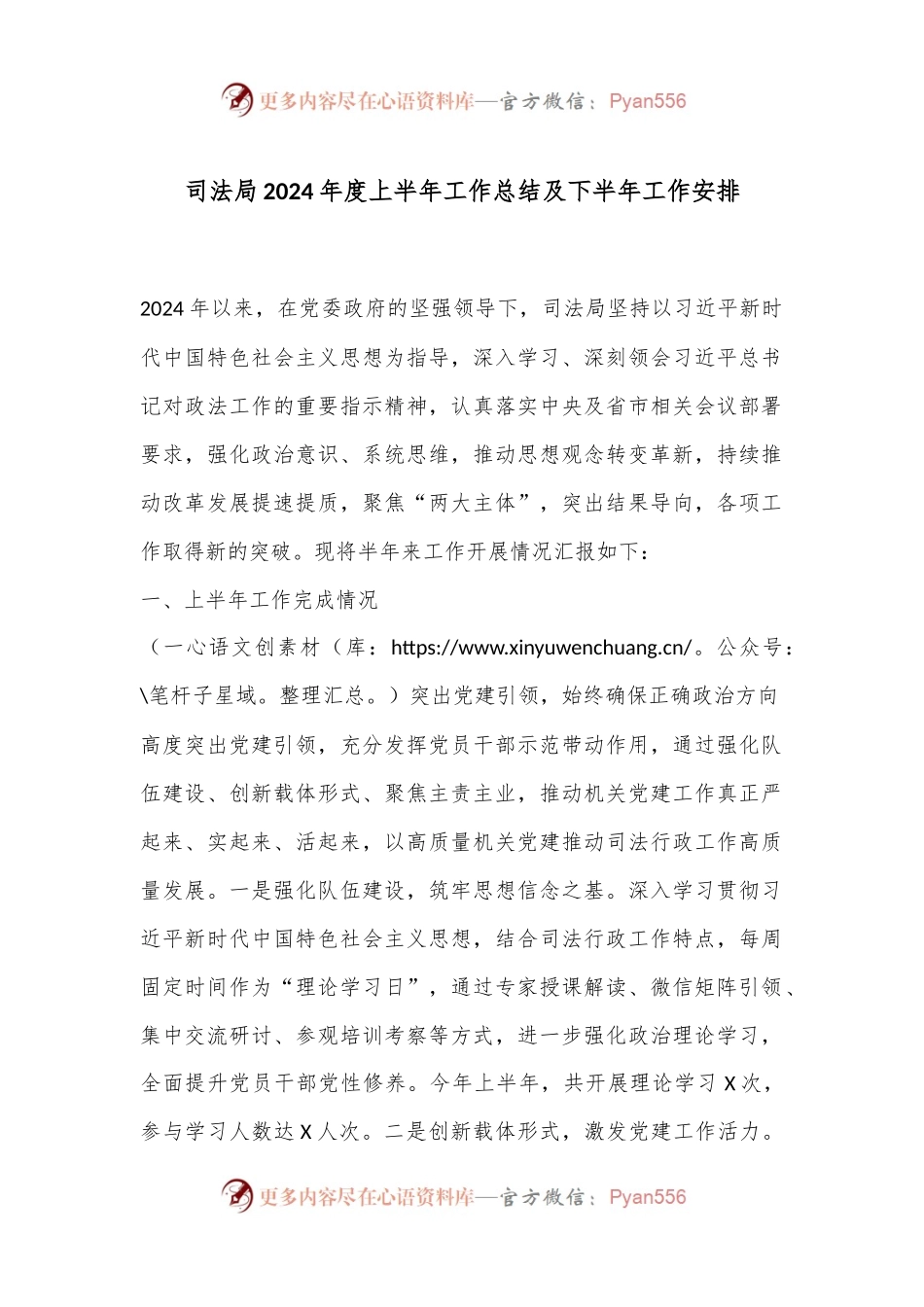 司法局2024年度上半年工作总结及下半年工作安排.docx_第1页