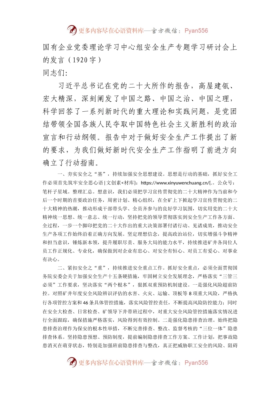 国企理论学习中心组安全生产专题学习研讨会上的发言.docx_第1页