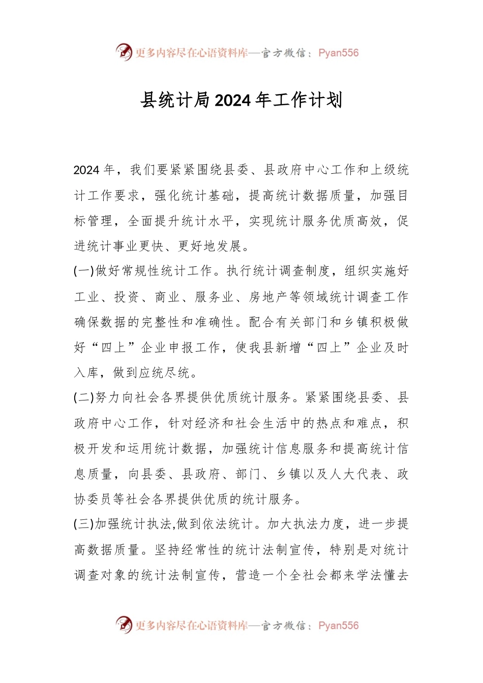 县统计局2024年工作计划.docx_第1页
