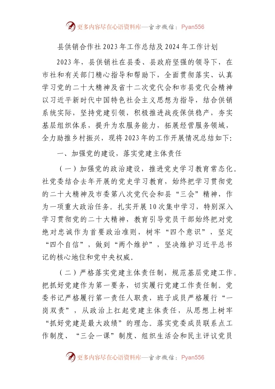 县供销合作社2023年工作总结.docx_第1页