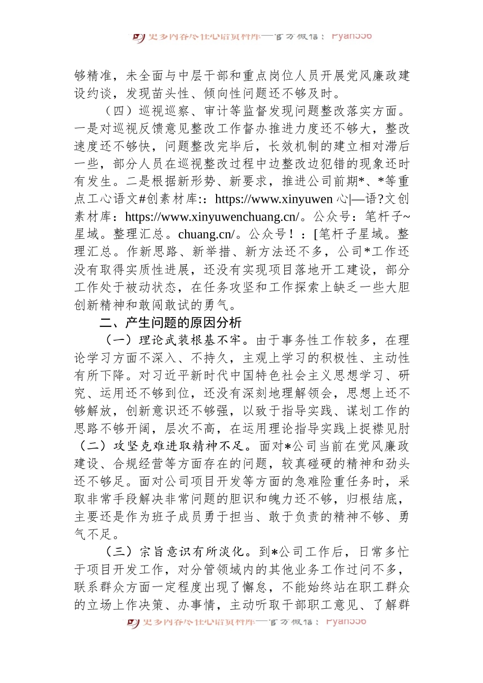 国有企业巡视整改专题民主生活会个人检视剖析材料提纲 (1).docx_第2页