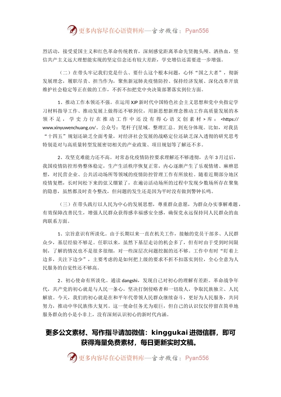 县政府领导专题民主生活会五个方面对照检查材料.docx_第2页