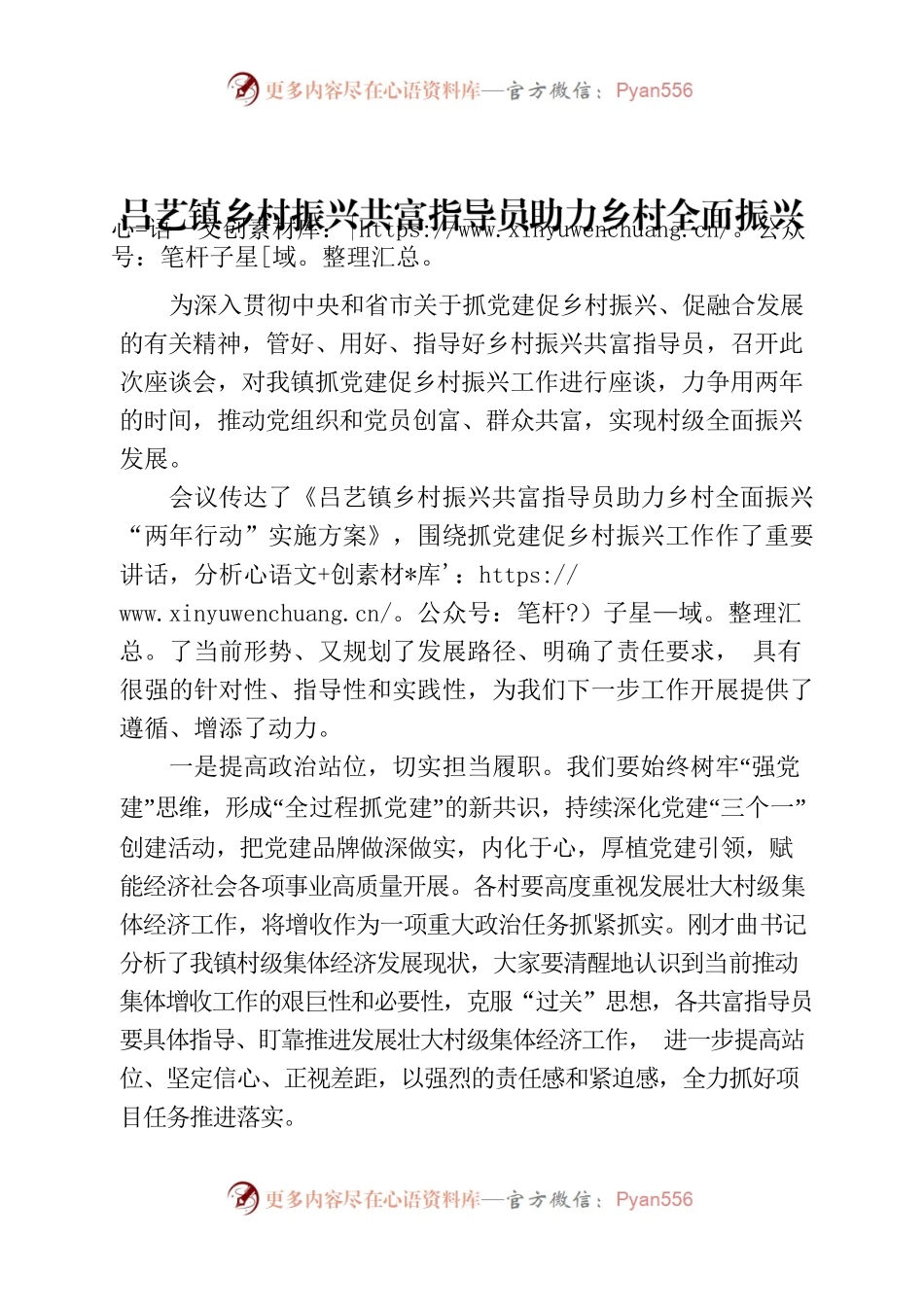 吕艺镇乡村振兴共富指导员助力乡村全面振兴.docx_第1页