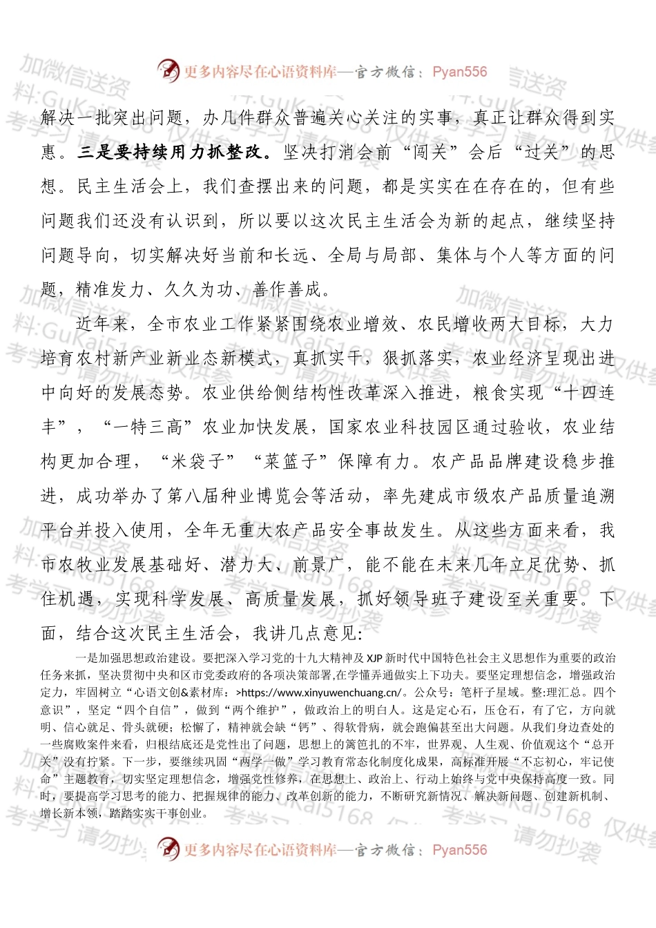 在2022年度市农业农村局领导班子民主生活会上的讲话 (1).docx_第2页