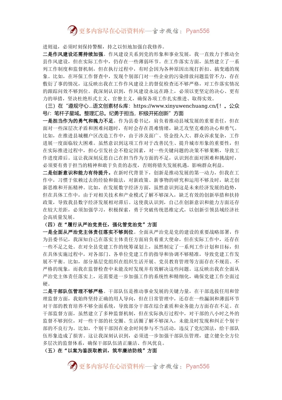 县委书记2024年民主生活会对照检查材料个人发言提纲.docx_第2页