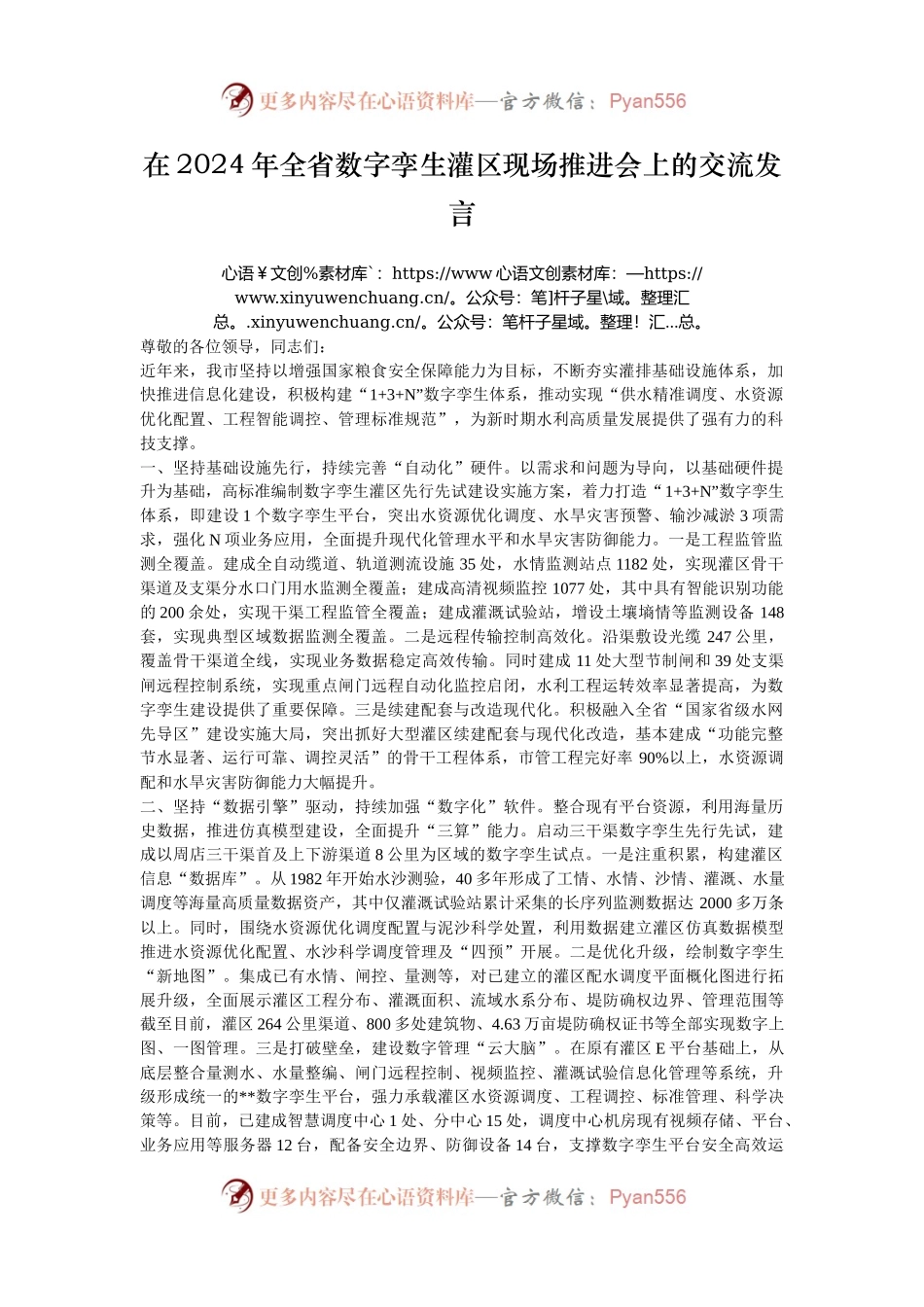 在2024年全省数字孪生灌区现场推进会上的交流发言.docx_第1页