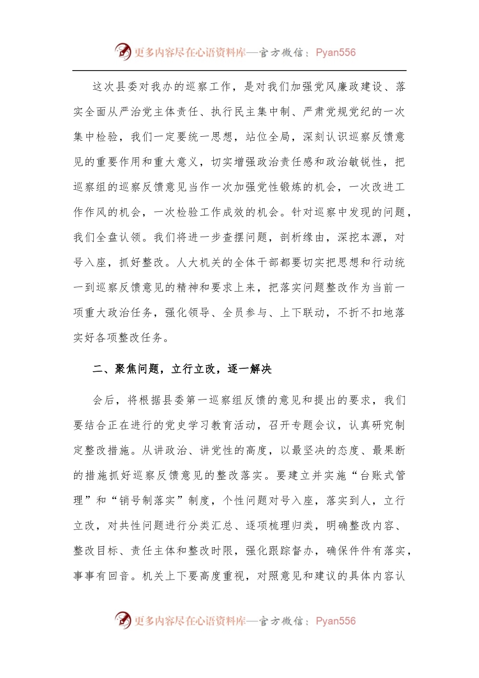 县人大常委会党组成员、办公室主任在巡察工作情况反馈会上的整改表态发言.docx_第2页