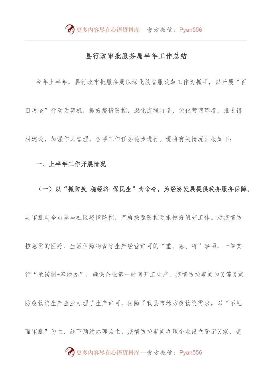 县行政审批服务局半年工作总结.docx_第1页
