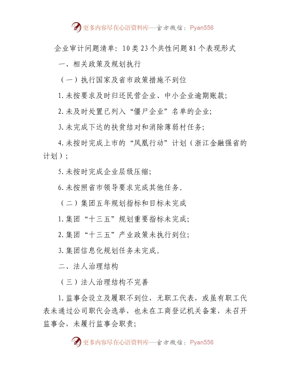 国企审计问题清单：10类23个共性问题81种形式.docx_第1页