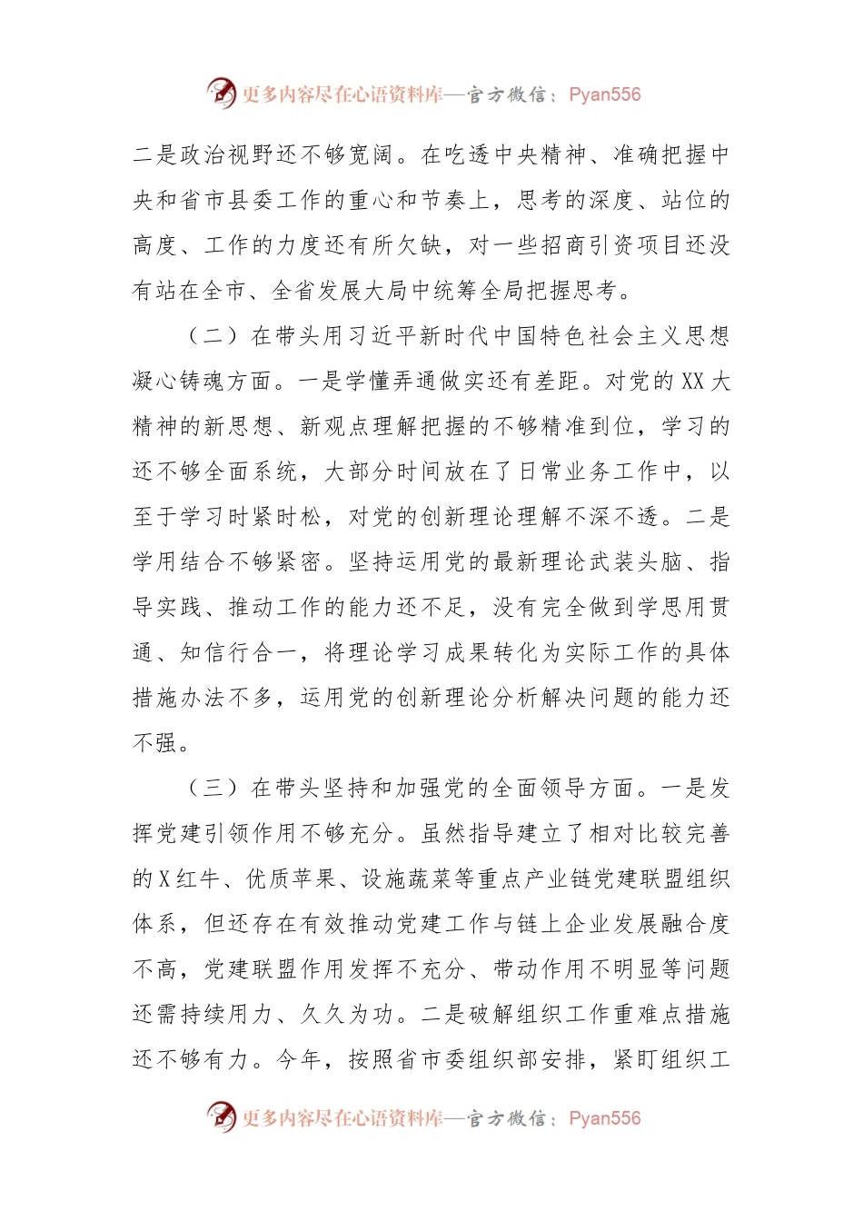 县委组织部部长2022年度专题民主生活会发言提纲.docx_第2页
