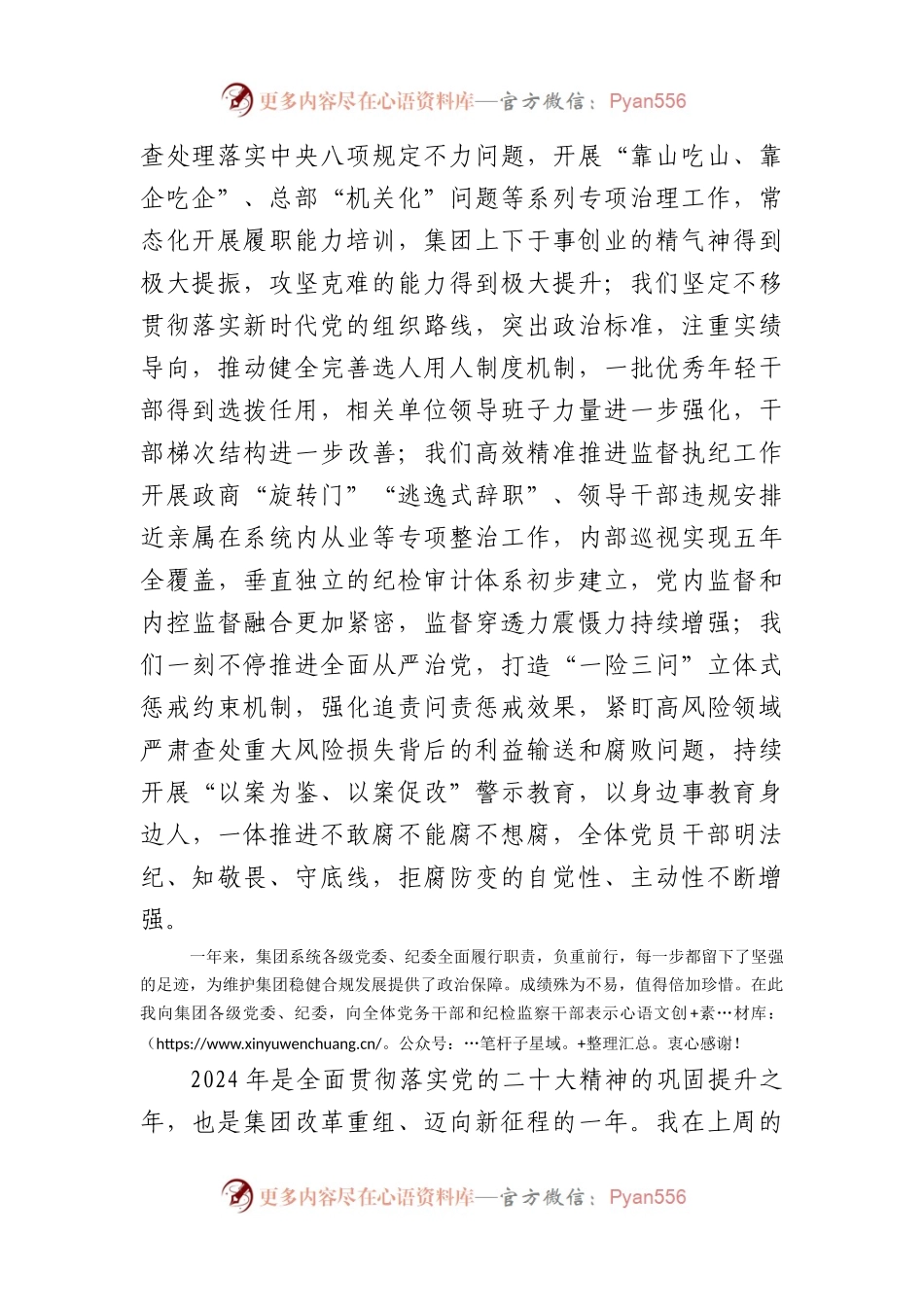 国企2024年度全面从严治党工作会暨党纪学习教育动员会上的讲话.docx_第2页