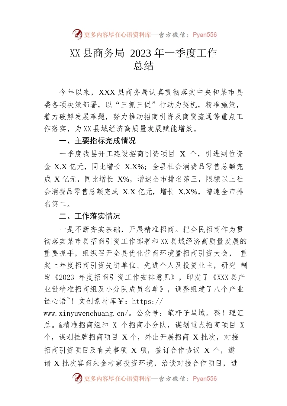 县商务局2023年一季度工作总结（20230516）.docx_第1页