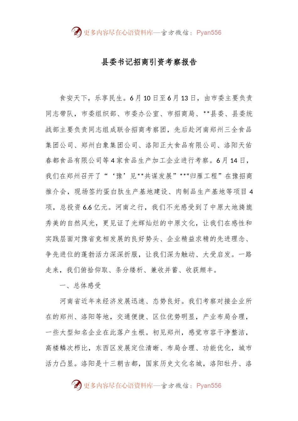 县委书记招商引资考察报告.docx_第1页