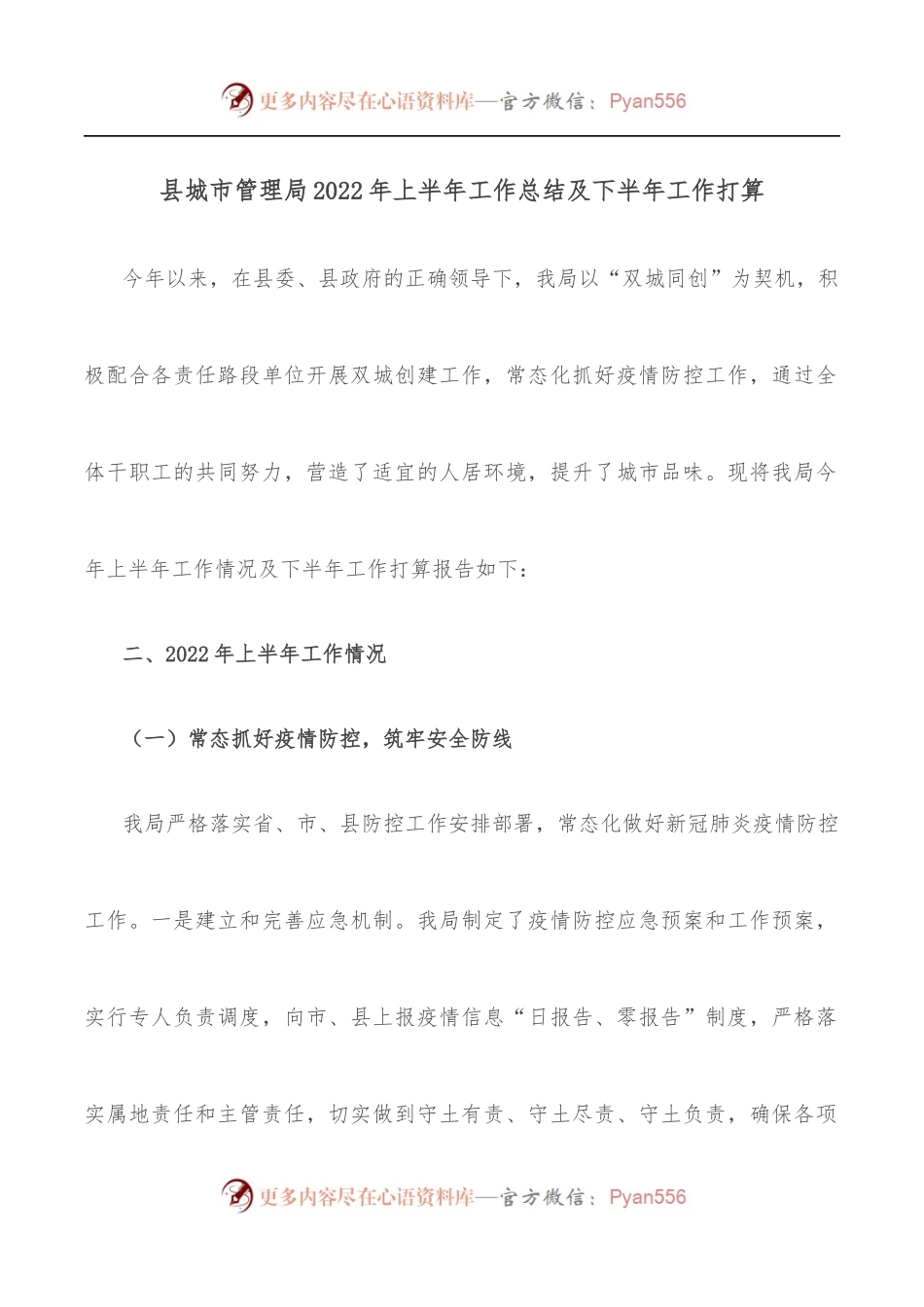 县城市管理局2022年上半年工作总结及下半年工作打算.docx_第1页