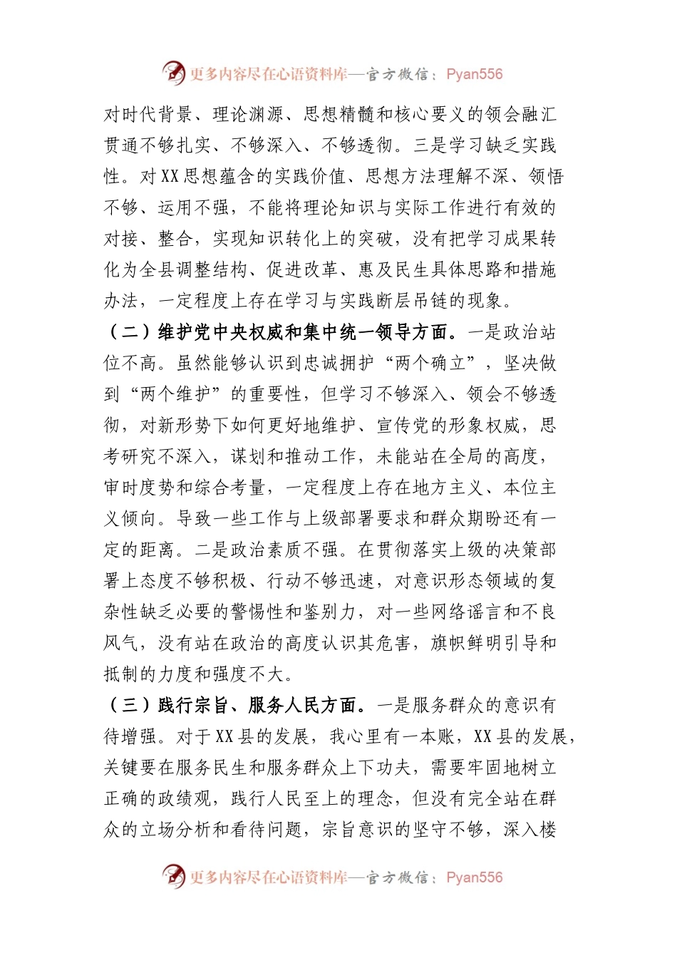 县长2023年度主题教育专题民主生活会个人对照检查材料（践行宗旨等6个方面）.docx_第2页