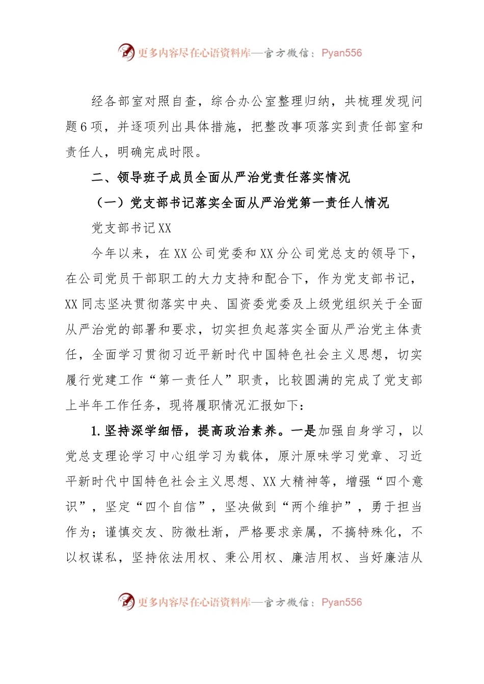 国企党支部2023年落实全面从严治党（党建）责任年中自查报告（四）（含班子情况）.docx_第2页