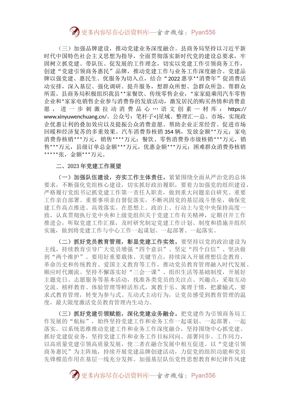 县商务局2022年党建工作总结和2023年党建工作计划.docx_第2页