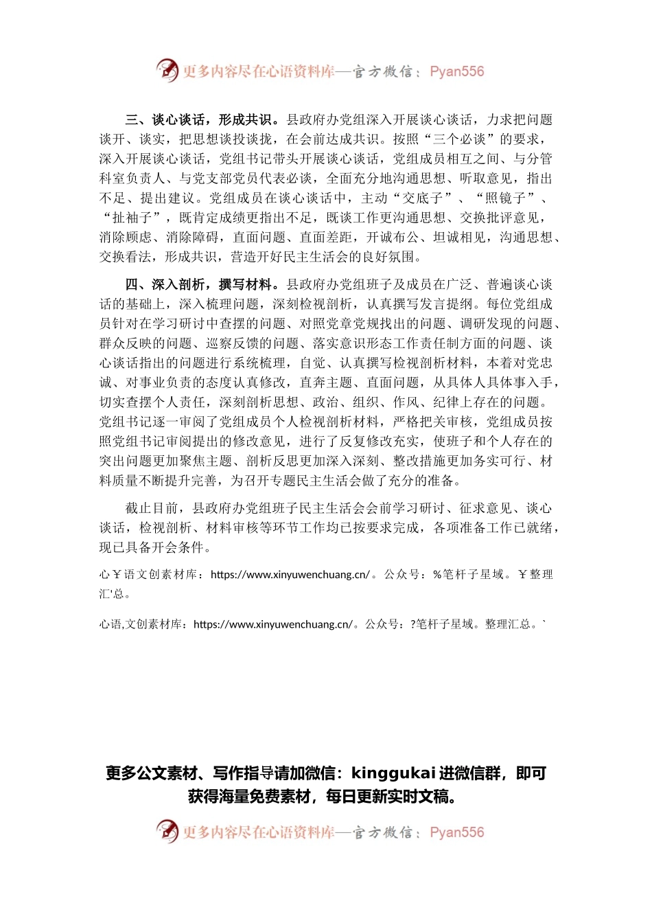 县政府办党组2021年专题民主生活会准备工作情况报告.docx_第2页