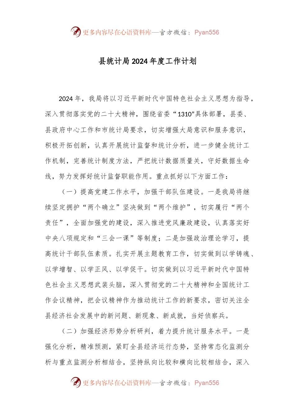 县统计局2024年度工作计划.docx_第1页