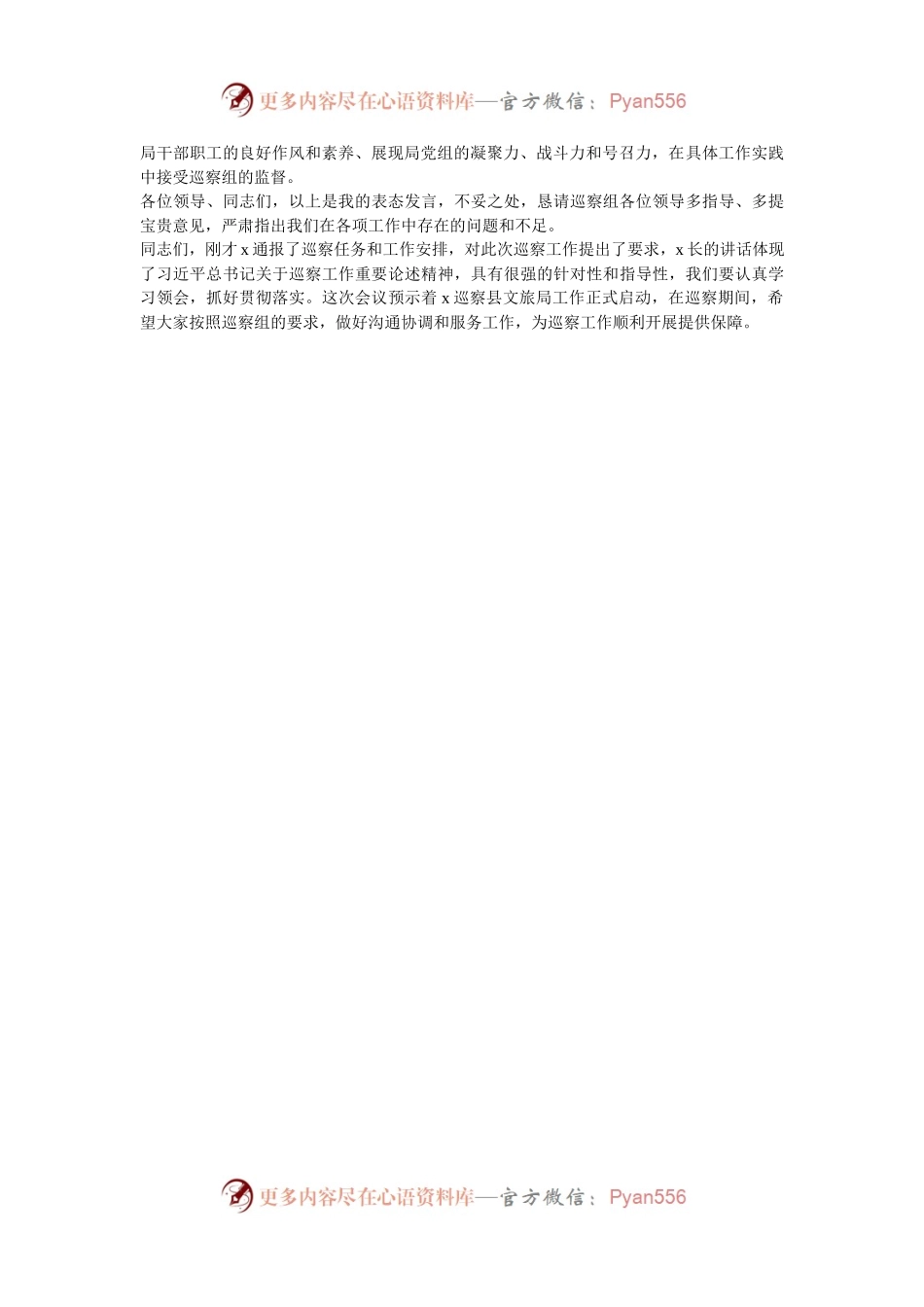 县文旅局党组书记在巡察工作动员会上的表态讲话.docx_第2页