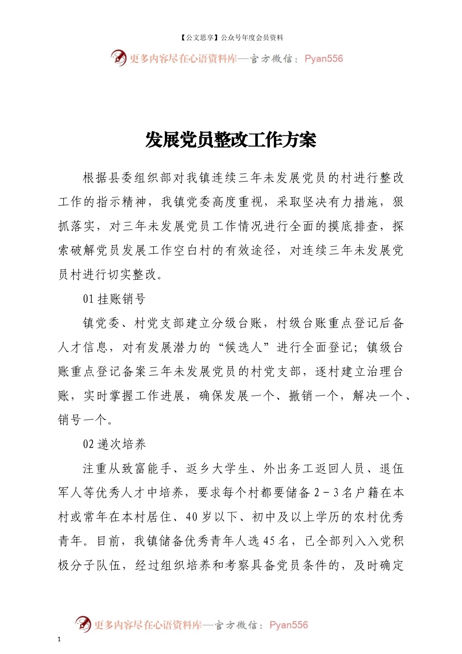 发展党员整改方案.docx_第1页