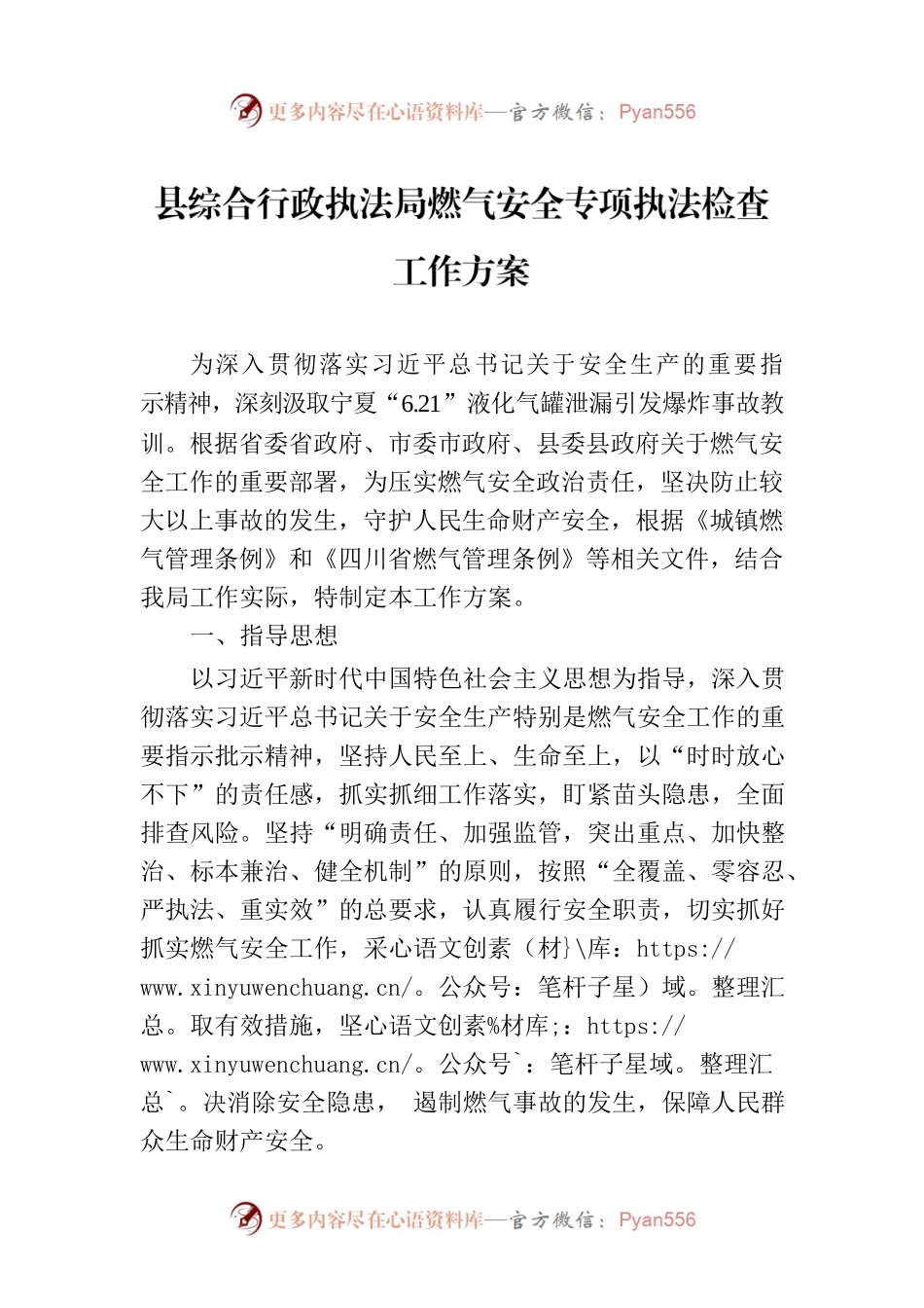 县综合行政执法局燃气安全专项执法检查工作方案(20230626).docx_第1页
