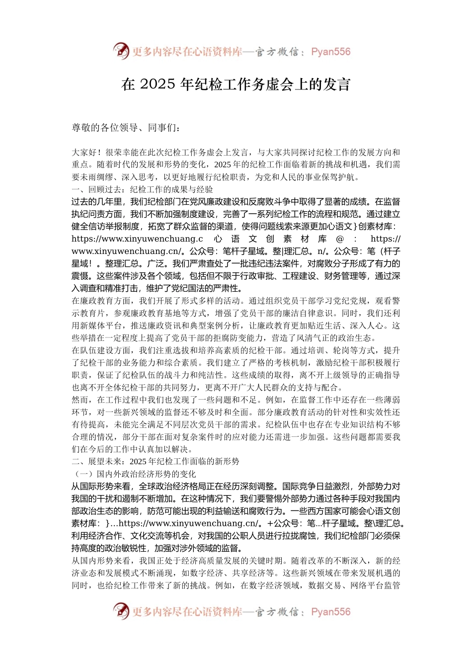 在 2025 年纪检工作务虚会上的发言.docx_第1页
