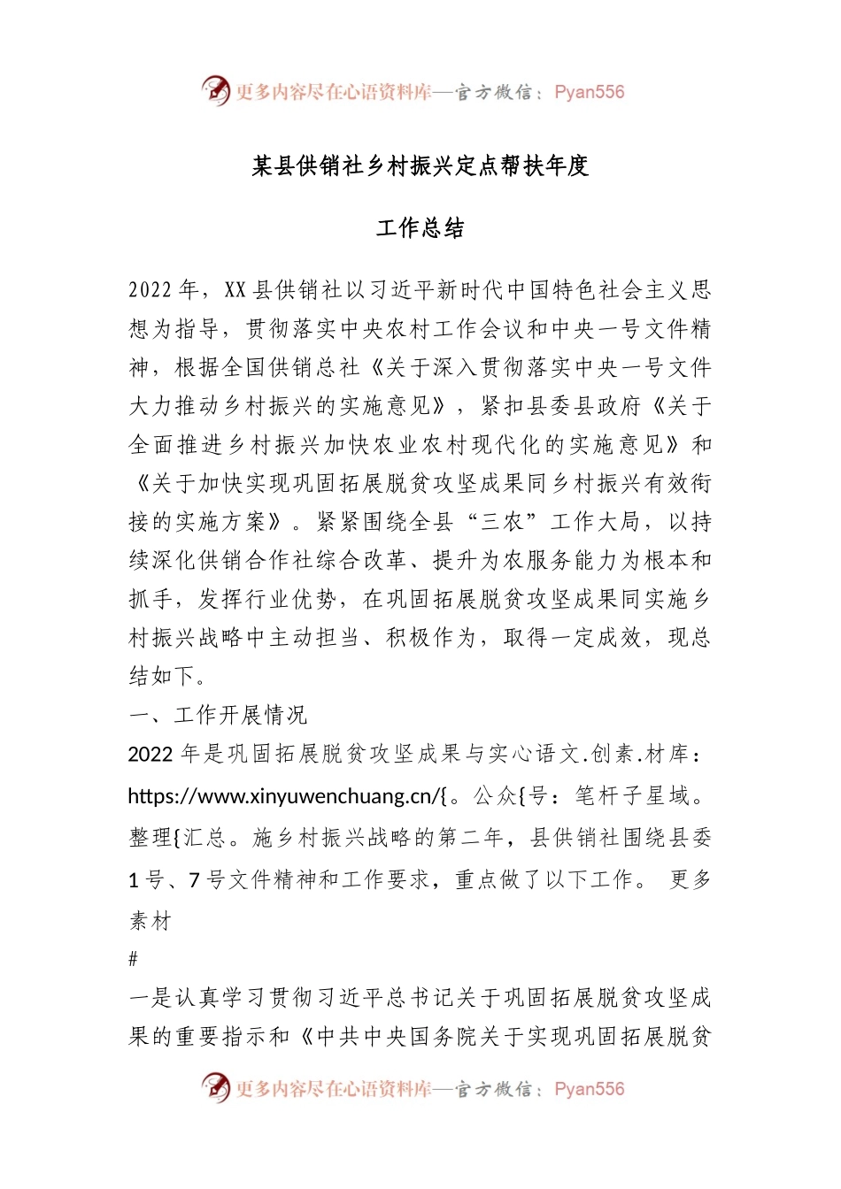 县供销社乡村振兴定点帮扶年度工作总结.docx_第1页
