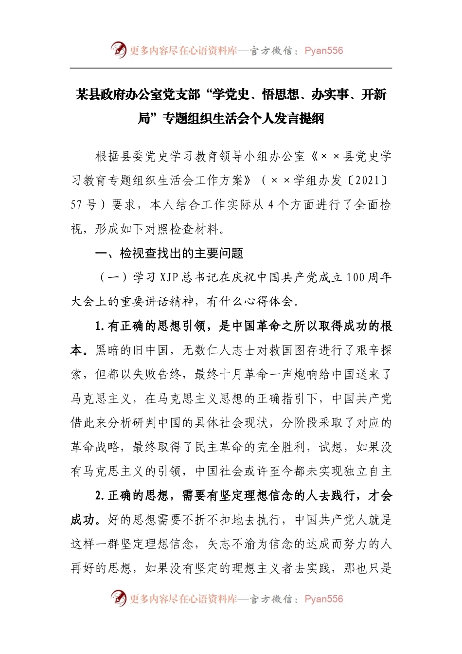 县府办大秘执笔的个人发言提纲确实水平高.docx_第1页